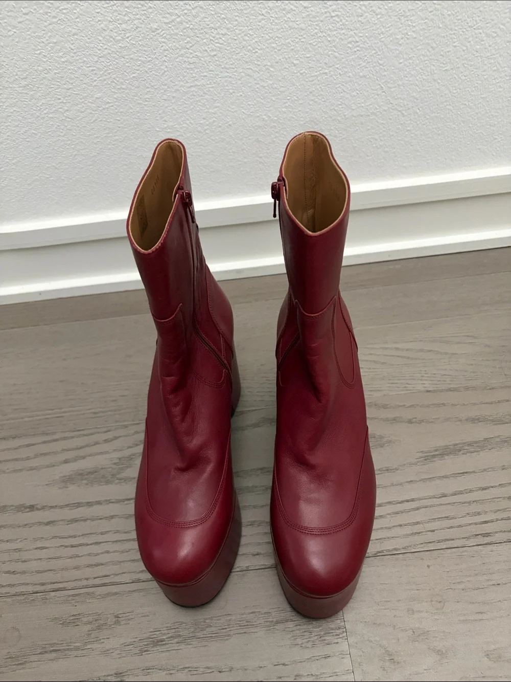 Women's Red Platform Ankle Boots 39.5